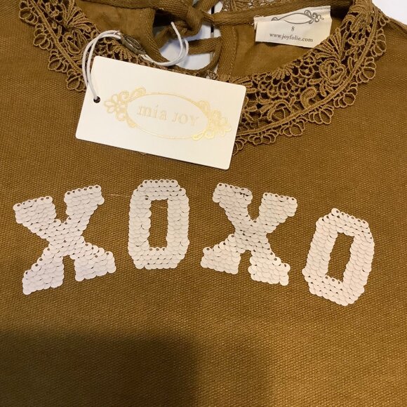 NWT Mia Joy Girl’s Dress Size 8 – XOXO, Puff Sleeve, Crocheted Collar, Holiday - Picture 5 of 9